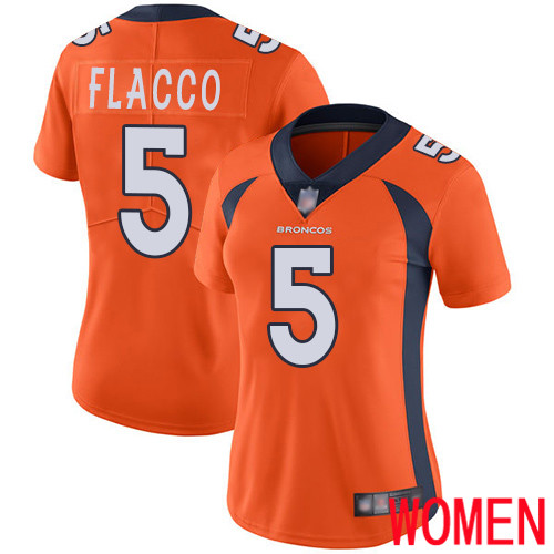 Women Denver Broncos #5 Joe Flacco Orange Team Color Vapor Untouchable Limited Player Football NFL Jersey